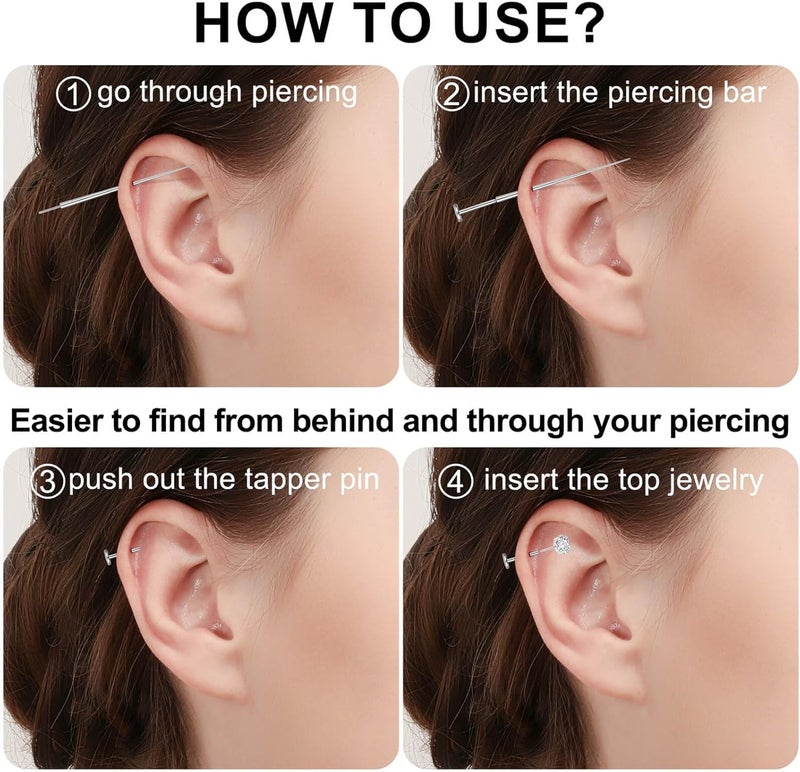 Gotumo Store 20G Flat Back Earrings Stud G23 Titanium Threadless Tragus Labret Cartilage Lip Medusa Conch Body Piercing Jewelry Hypoallergenic for Women Men - Image 5